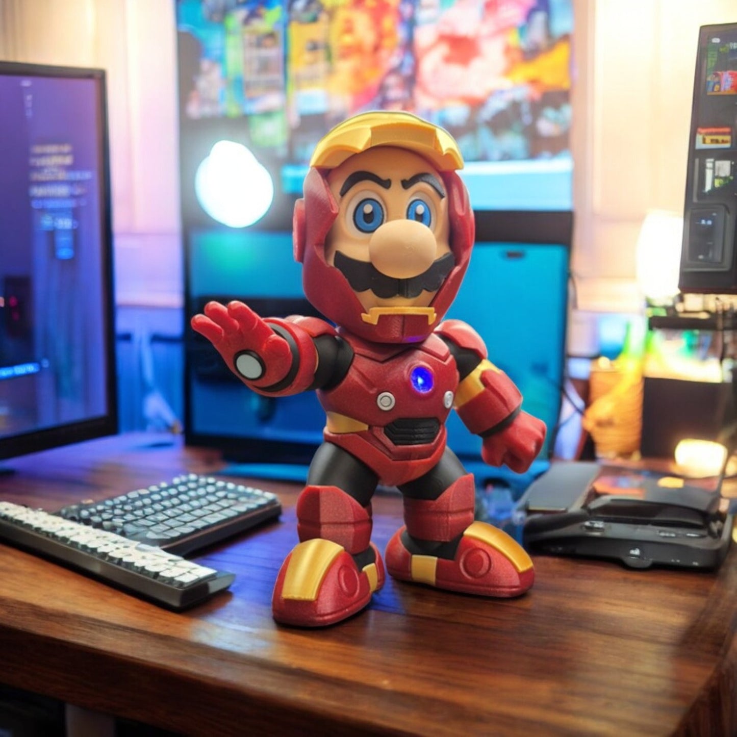 Iron Mini Man 3D Print - Super Mario Marvel Mashup Figure image 1
