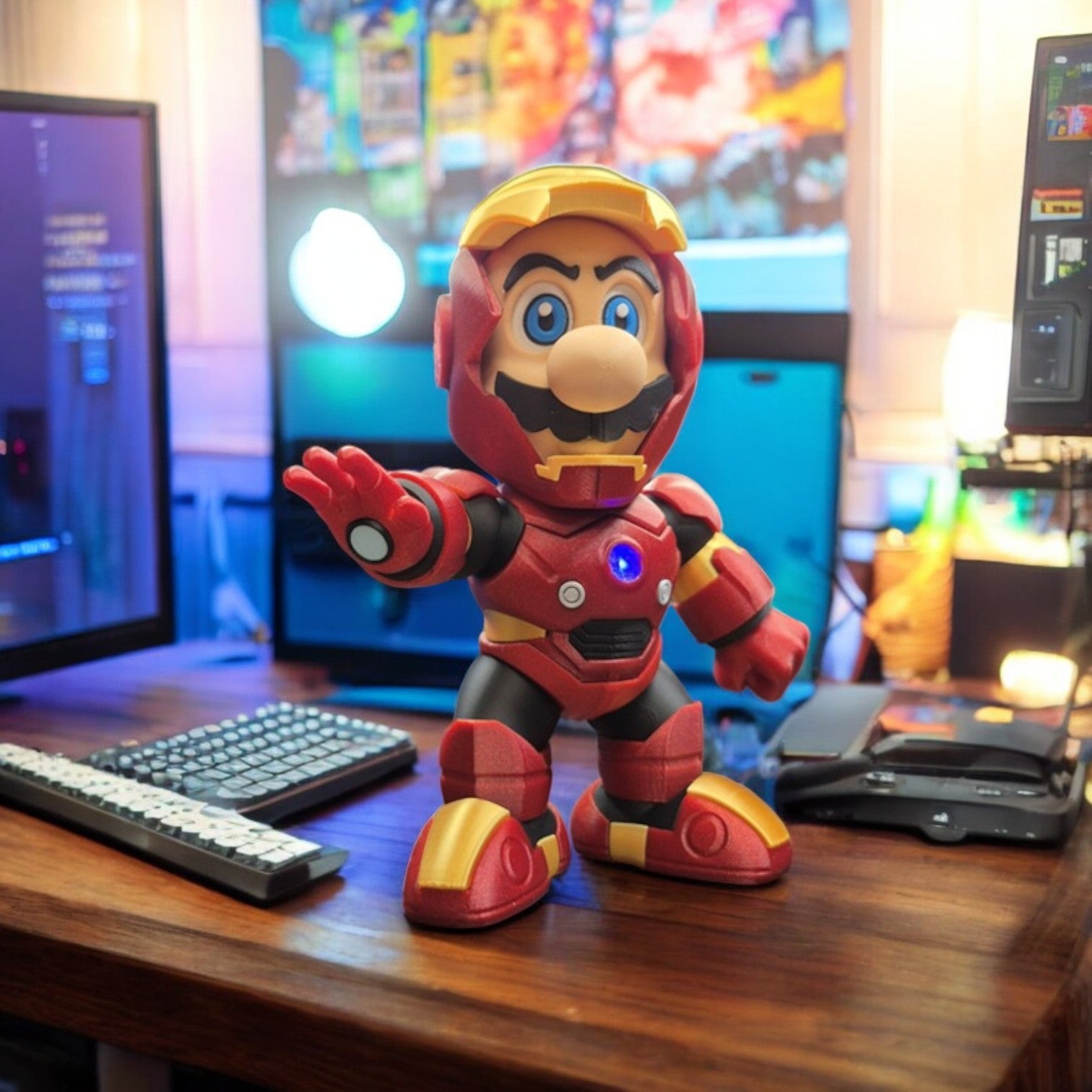 Iron Mini Man 3D Print - Super Mario Marvel Mashup Figure image 1