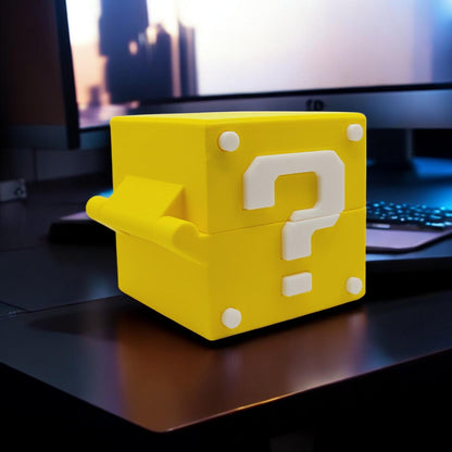Mario Question Block Container 3D Printed Model - Game Collectible Figurine fan art desk pet image 2