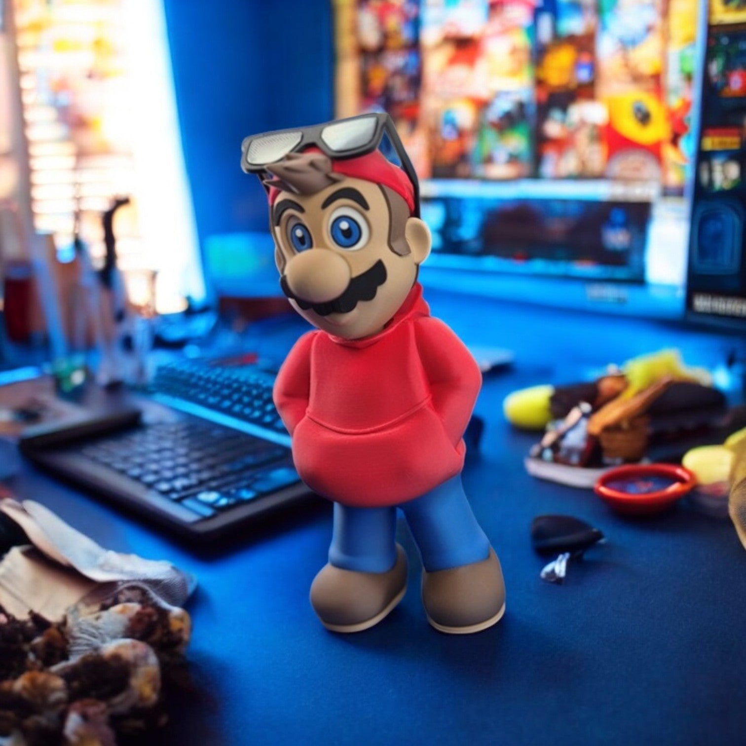 Chill Mario 3D Printed Model - Super Mario Fan Art Desk Figurine image 0