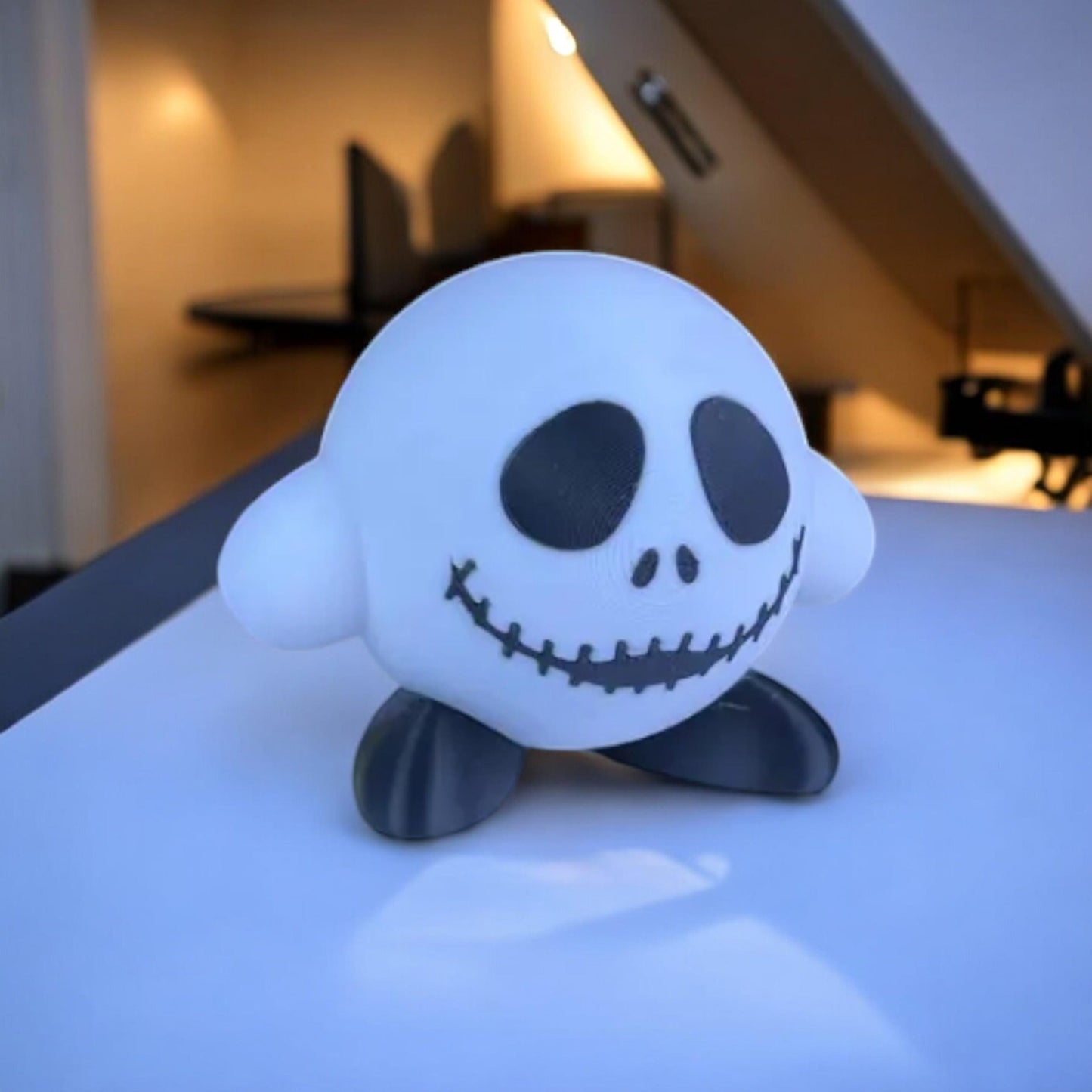 Skellington Kirby 3D Printed Model - Kirby Game Collectible Figurine fan art desk pet image 1