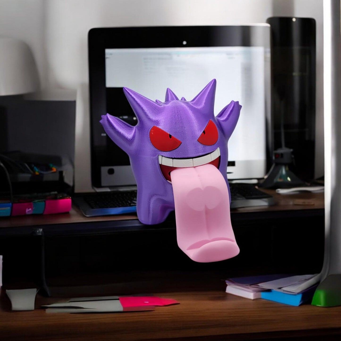 Gengar Phone Holder 3D Printed Model - Phone Accessories Game Collectible Figurine fan art desk pet image 8