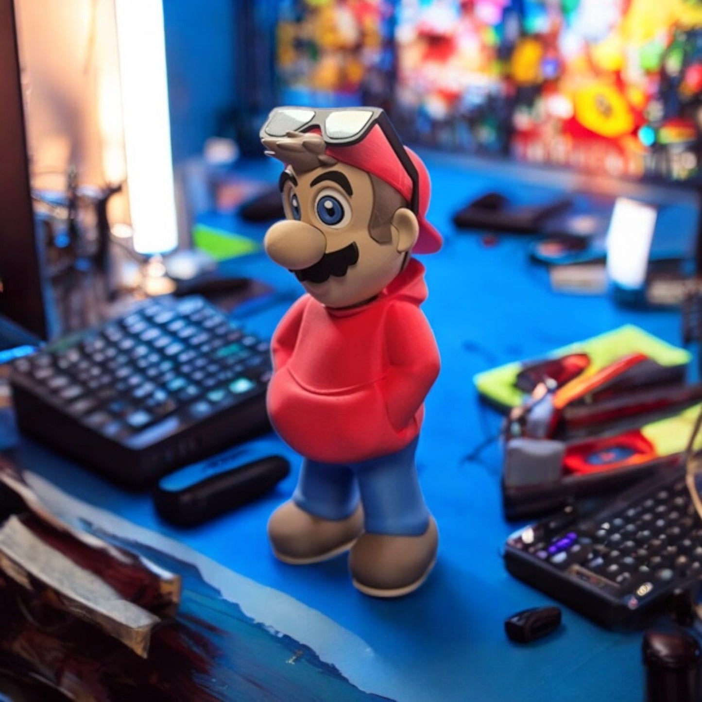 Chill Mario 3D Printed Model - Super Mario Fan Art Desk Figurine image 1