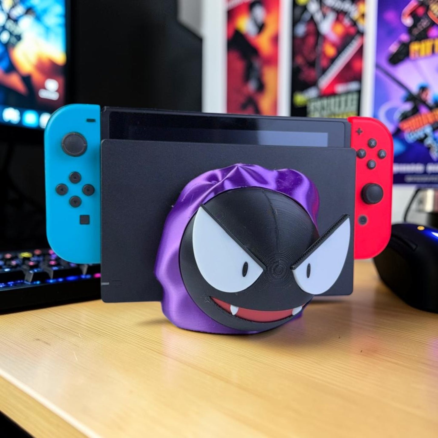 Gastly Nintendo Switch Dock Cover - 3D Printed Pokemon Inspired Fan Art - Gamer Desk Decor & Accessory image 0
