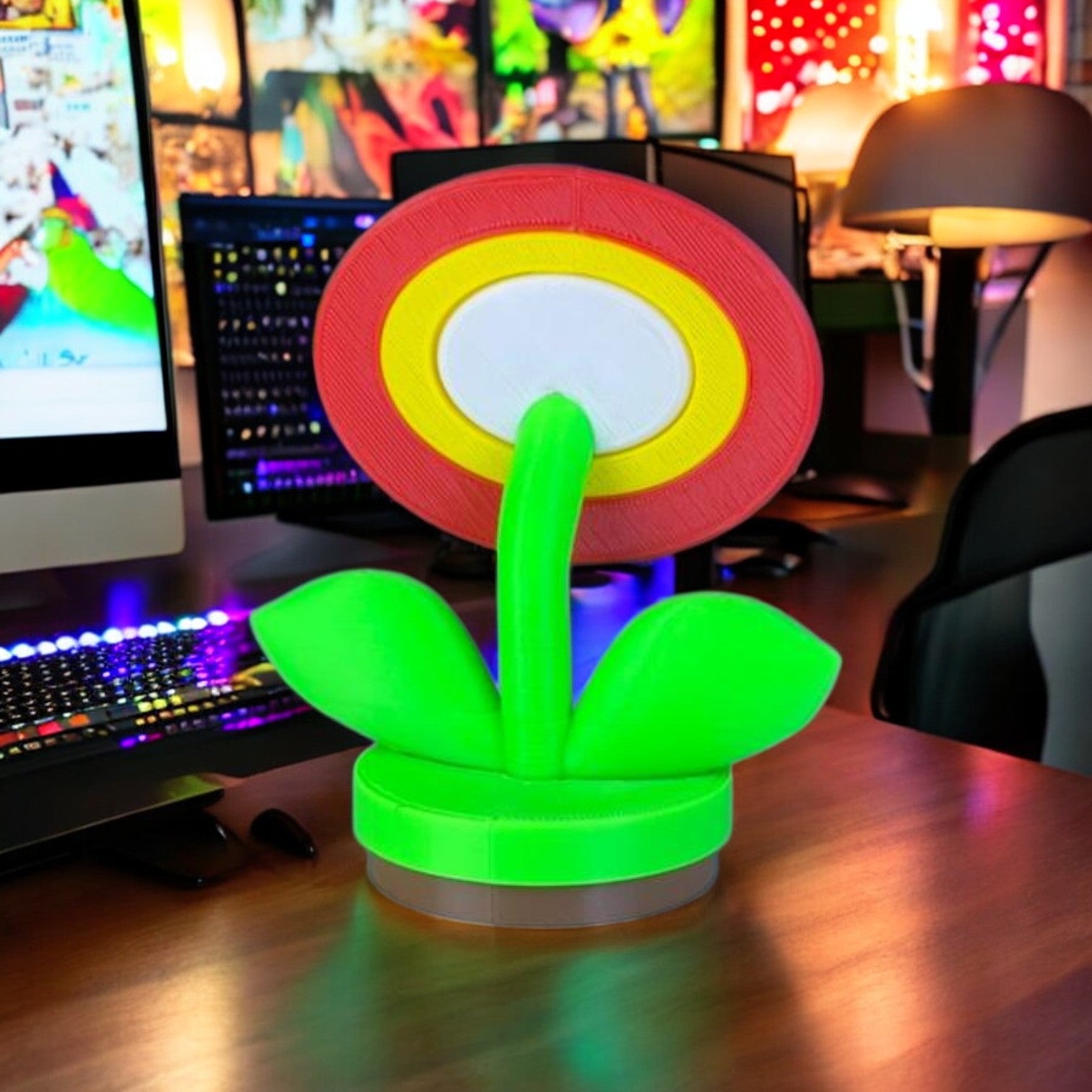 Fire Flower 3D Printed Model - Super Mario Game Collectible Figurine fan art desk pet image 2