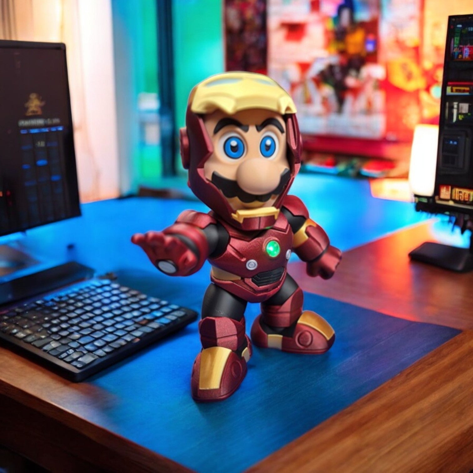 Iron Mini Man 3D Print - Super Mario Marvel Mashup Figure image 2
