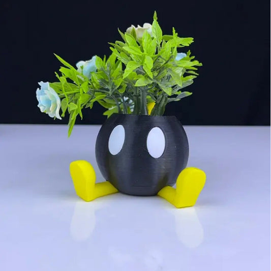 Bob-Omb Planter 3D Printed Model - Super Mario Game Collectible Figurine fan art desk pet image 0