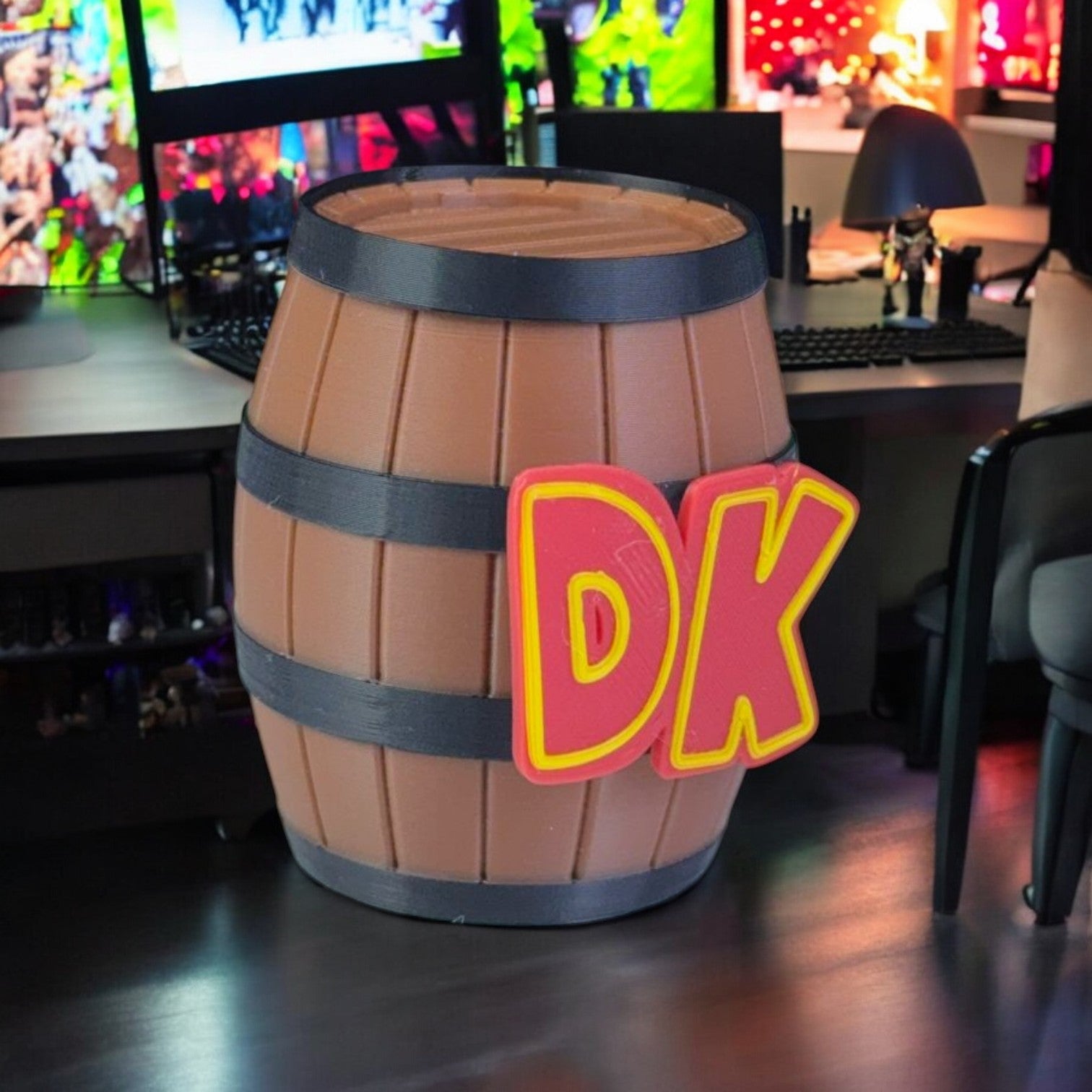 DK Barrel 3D Printed Model - Donkey Kong Game Collectible Figurine fan art desk pet image 0
