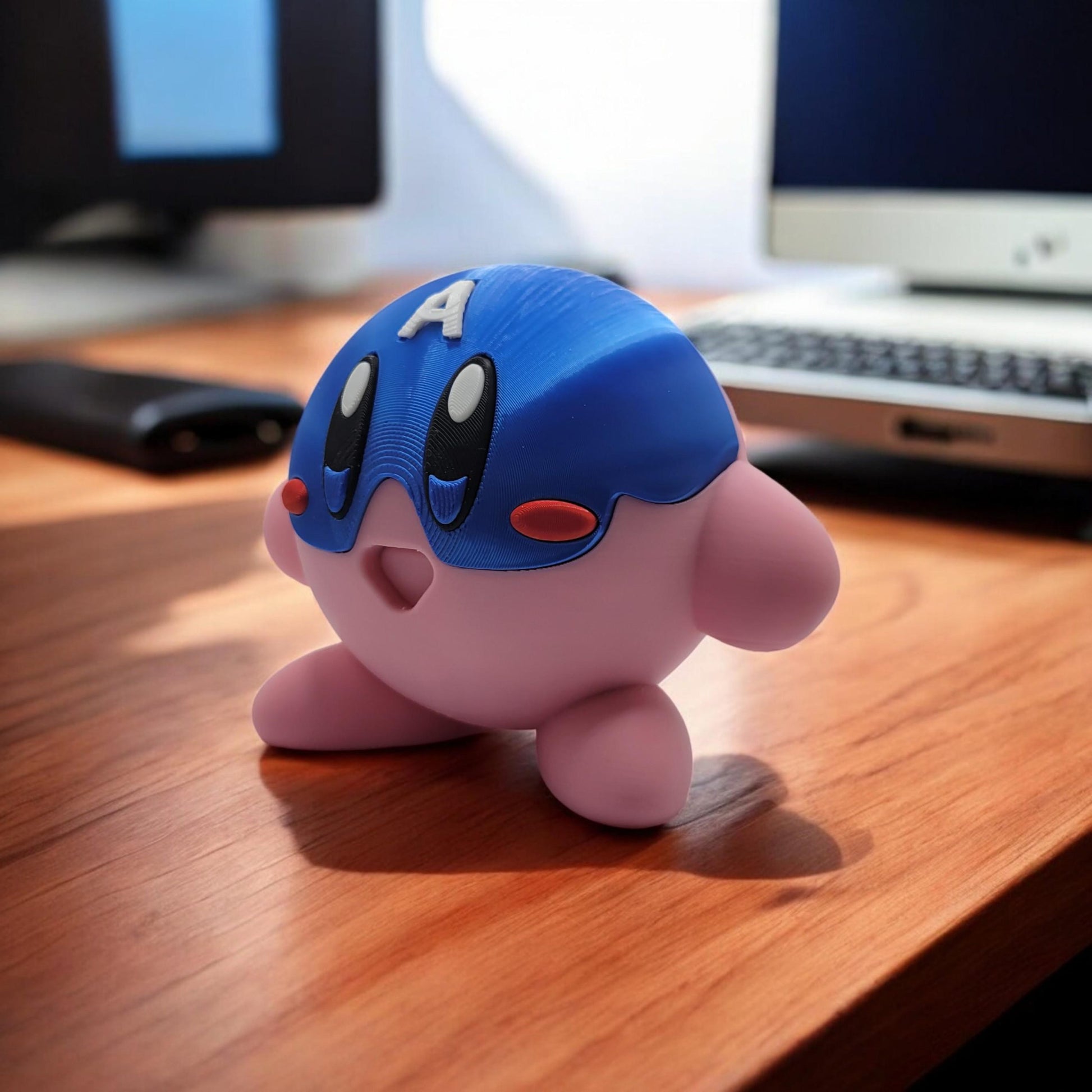 Captain America Kirby 3D Printed Model - Kirby Game Collectible Figurine fan art desk pet image 6