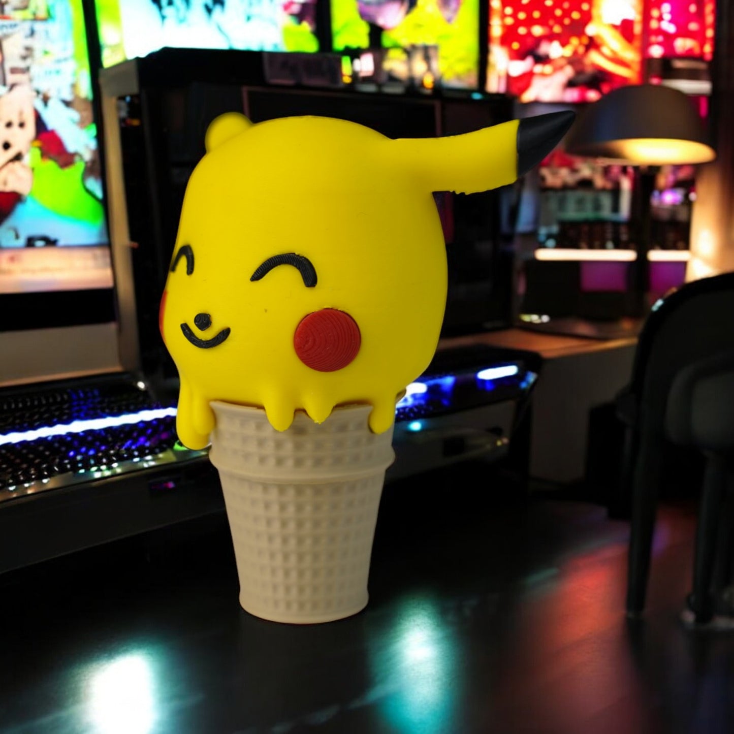 Pikachu Ice Cream 3D Print - Pokemon Food Figure Desk Collectible image 1