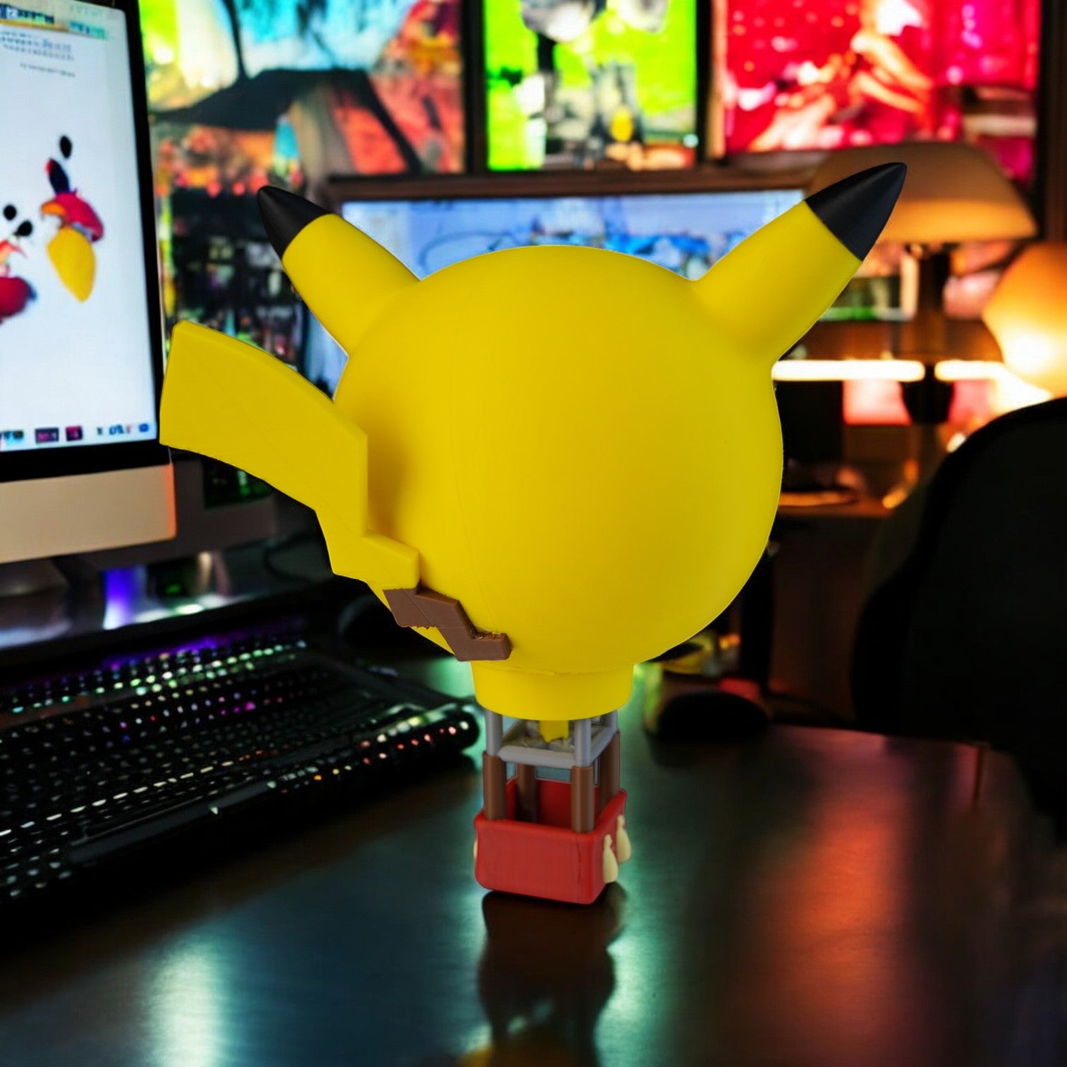 Pika Hot Air Baloon 3D Printed Model - Pokemon Game Collectible Figurine fan art desk pet image 2