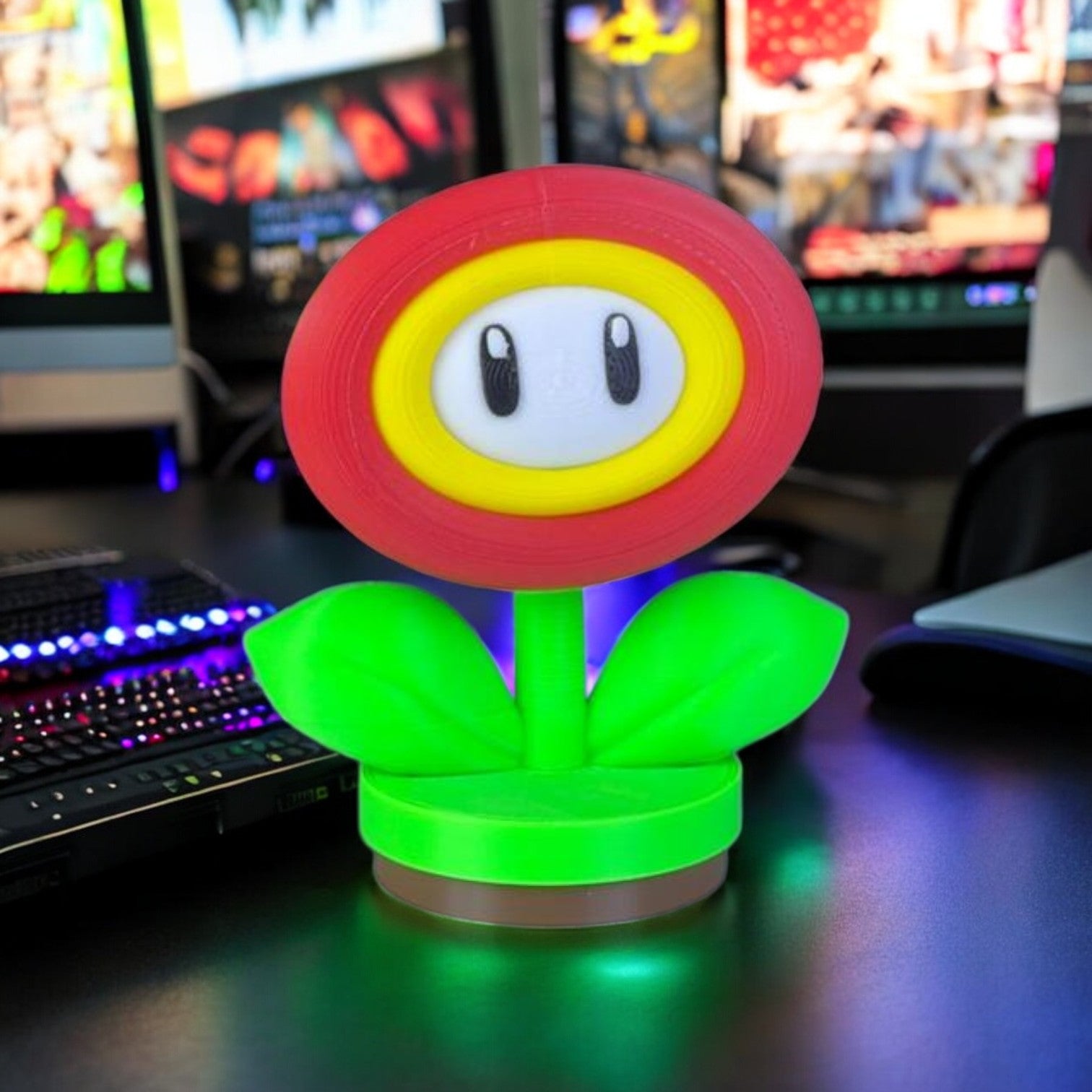 Fire Flower 3D Printed Model - Super Mario Game Collectible Figurine fan art desk pet image 0